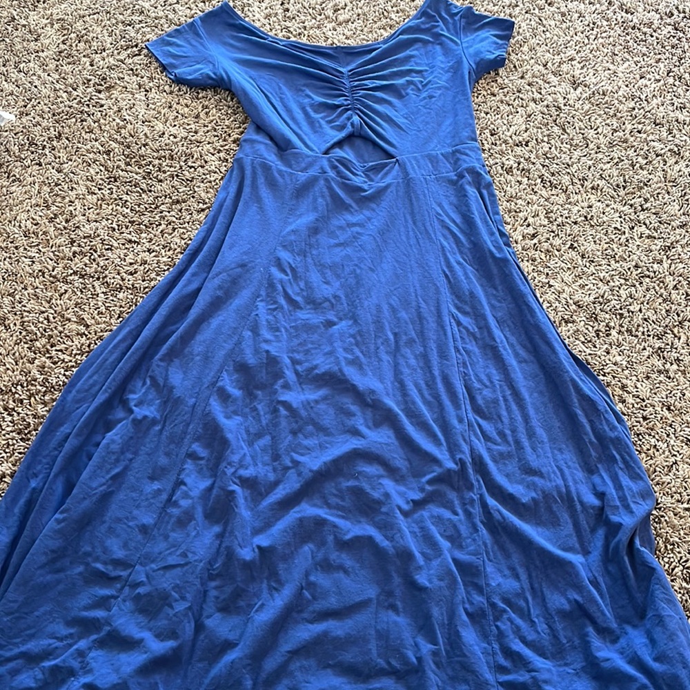 Free people long cotton blue dress cinched at the top